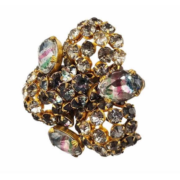 Wonderful Iris/Rainbow Glass Layered Brooch Attributed To Vogue (A521) - Picture 3 of 9